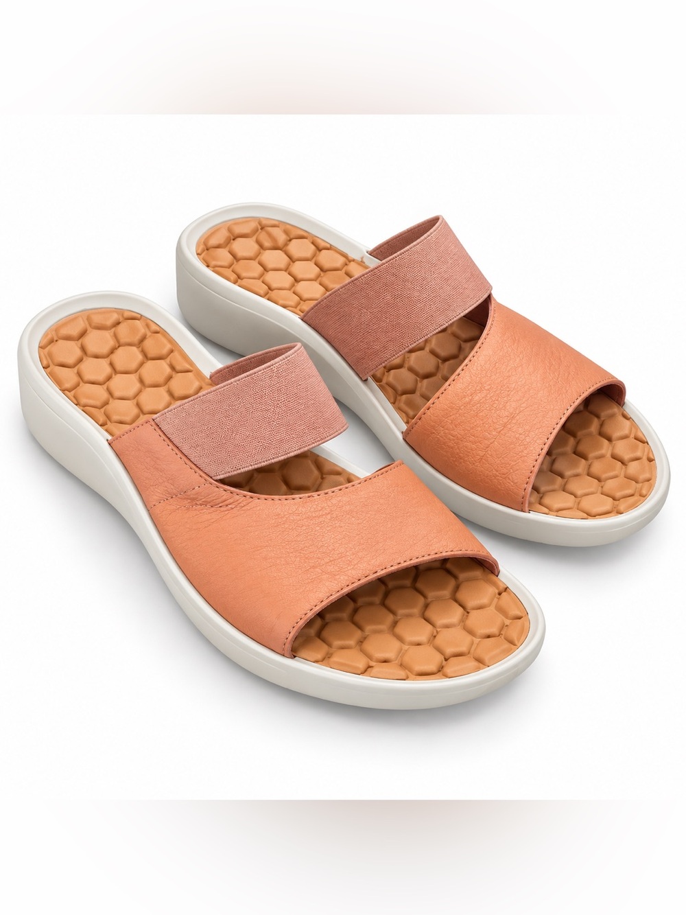 L'Amour Des Pieds Northville Slide Sandals Salmon Leather Size 10M Women's